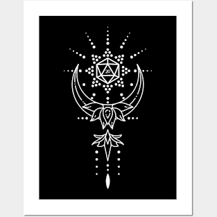 Sacred Geometry Polyhedral D20 Dice Spiritual Lotus Posters and Art